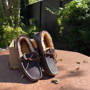 Chocolate leather slippers (sheepskin) 🍁